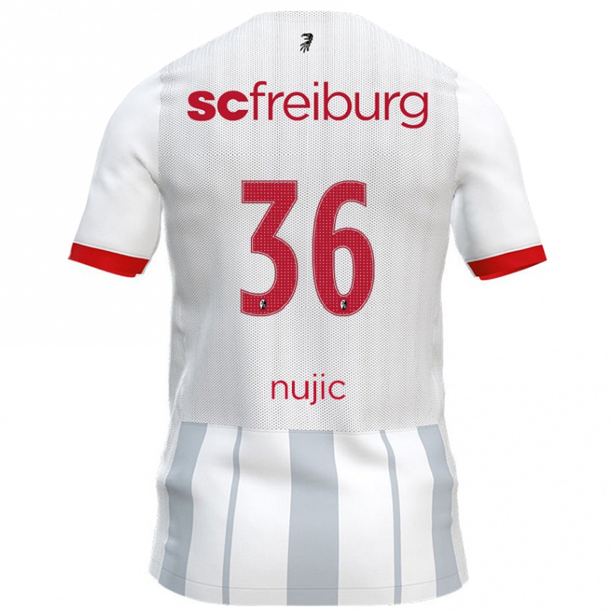 Kids Football Luka Nujic #36 White Grey Away Jersey 2024/25 T-Shirt