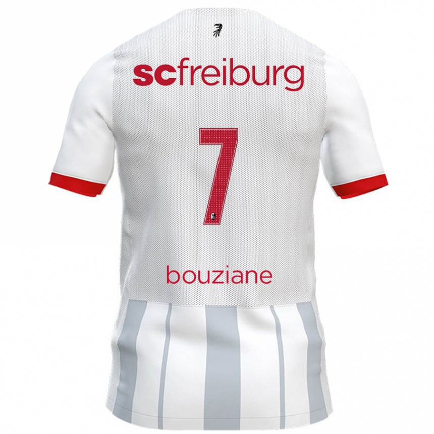 Kids Football Chiara Bouziane #7 White Grey Away Jersey 2024/25 T-Shirt