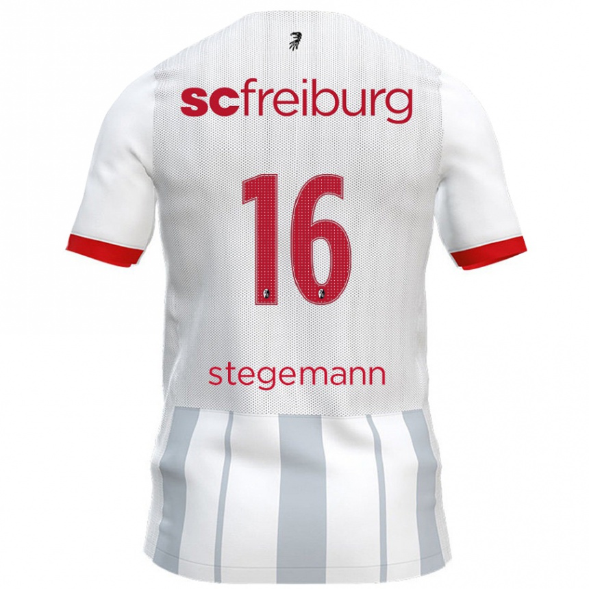 Kids Football Greta Stegemann #16 White Grey Away Jersey 2024/25 T-Shirt