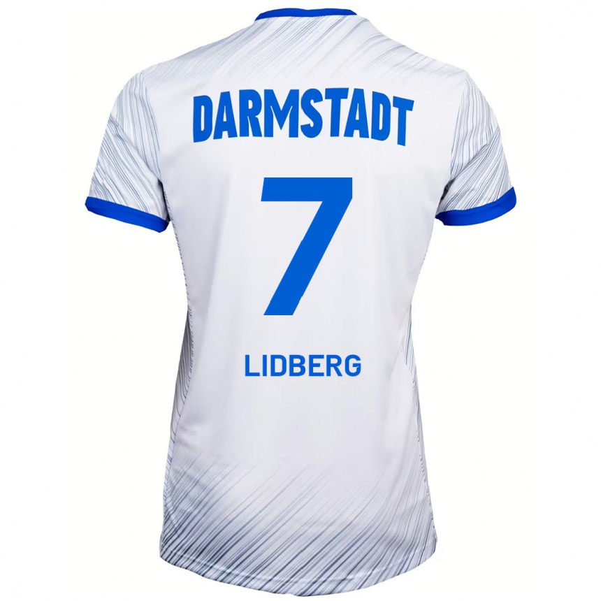 Kids Football Isac Lidberg #7 White Blue Away Jersey 2024/25 T-Shirt