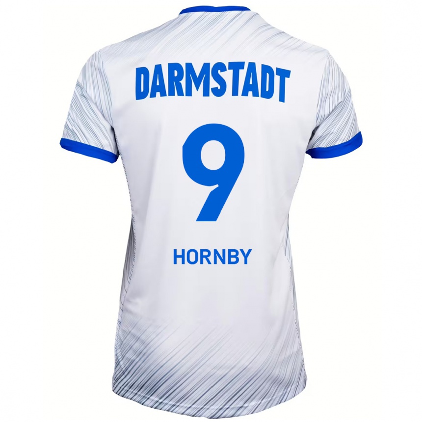 Kids Football Fraser Hornby #9 White Blue Away Jersey 2024/25 T-Shirt