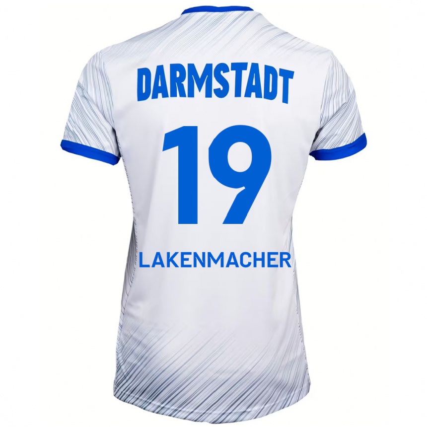 Kids Football Fynn Lakenmacher #19 White Blue Away Jersey 2024/25 T-Shirt