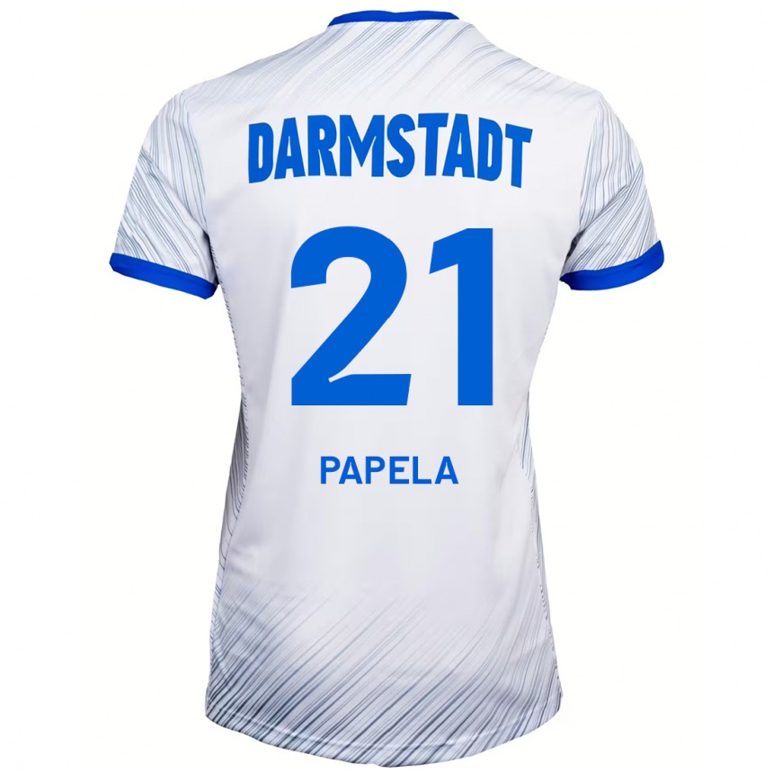 Kids Football Merveille Papela #21 White Blue Away Jersey 2024/25 T-Shirt