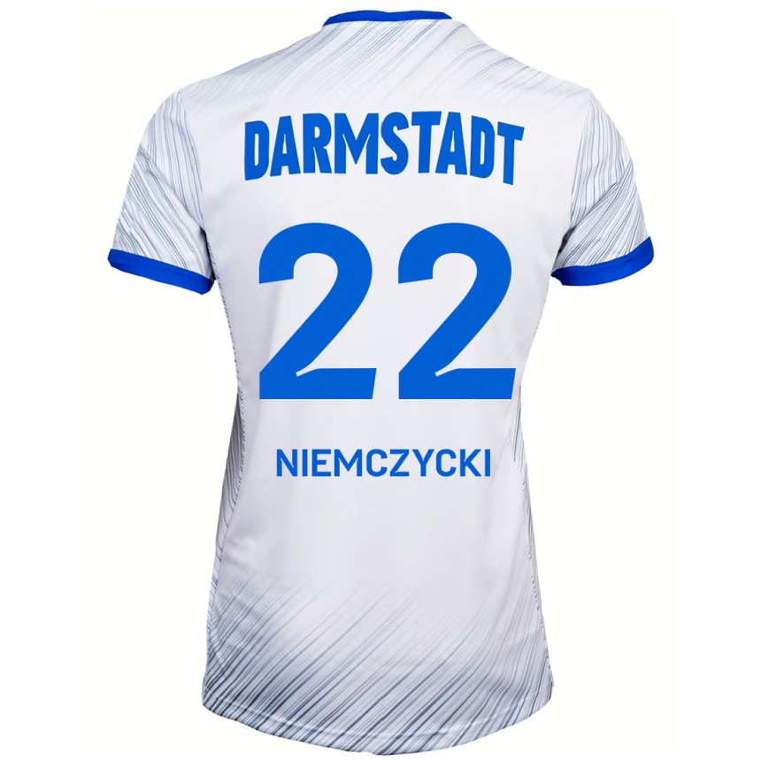 Kids Football Karol Niemczycki #22 White Blue Away Jersey 2024/25 T-Shirt