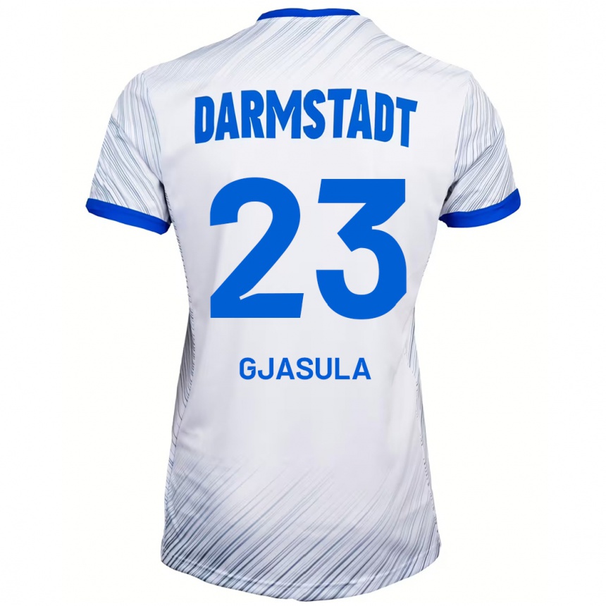 Kids Football Klaus Gjasula #23 White Blue Away Jersey 2024/25 T-Shirt