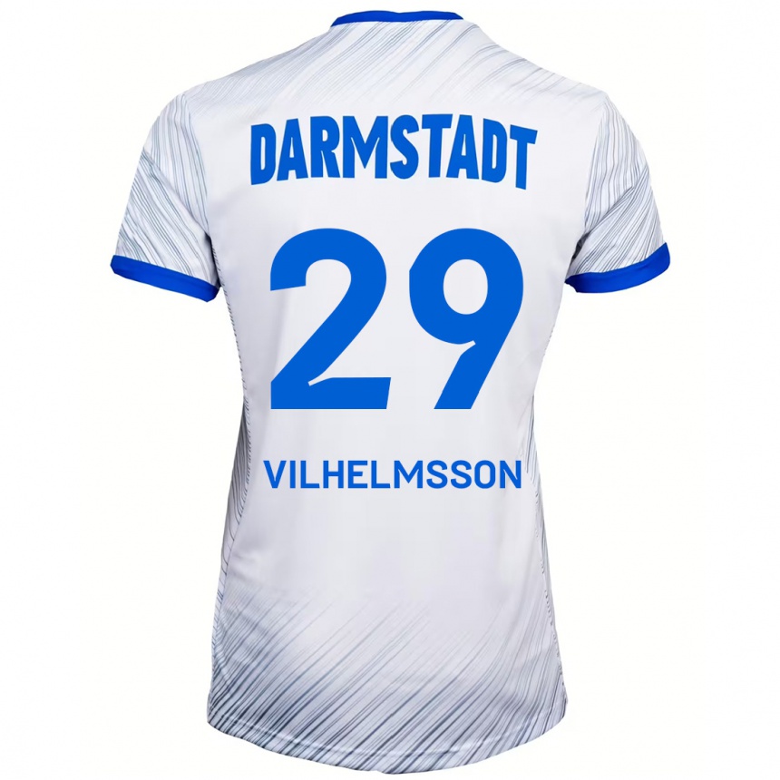 Kids Football Oscar Vilhelmsson #29 White Blue Away Jersey 2024/25 T-Shirt