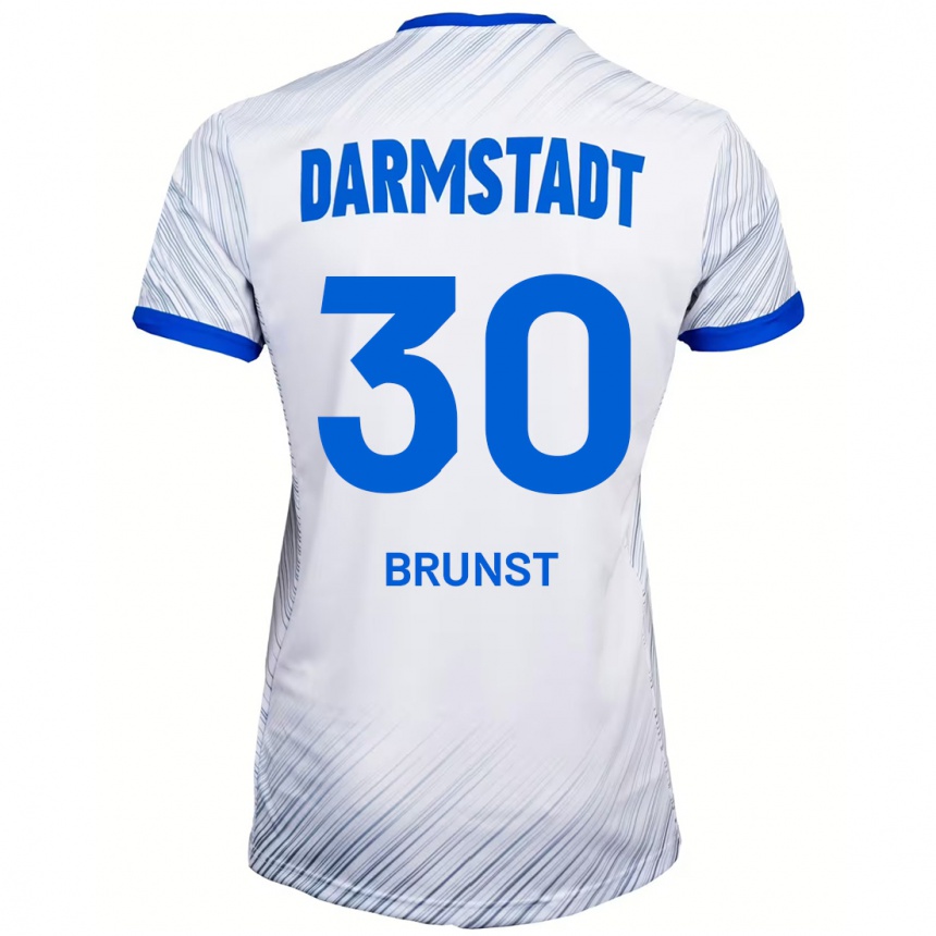 Kids Football Alexander Brunst #30 White Blue Away Jersey 2024/25 T-Shirt