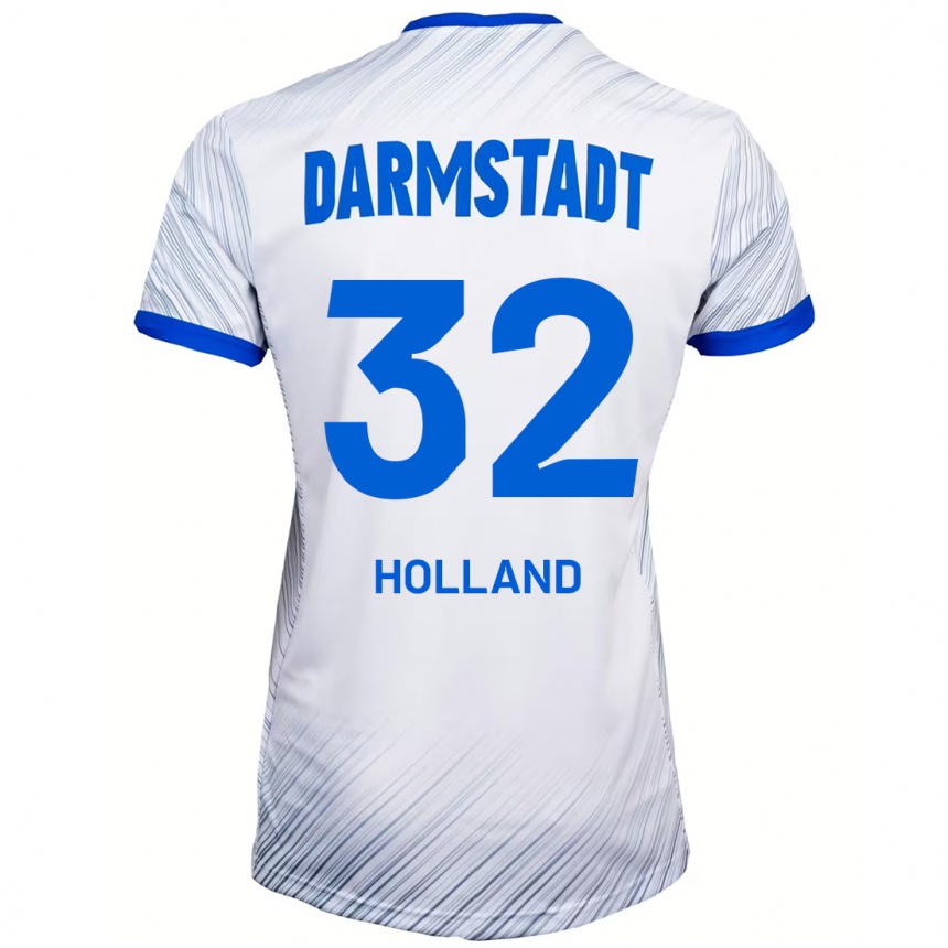 Kids Football Fabian Holland #32 White Blue Away Jersey 2024/25 T-Shirt