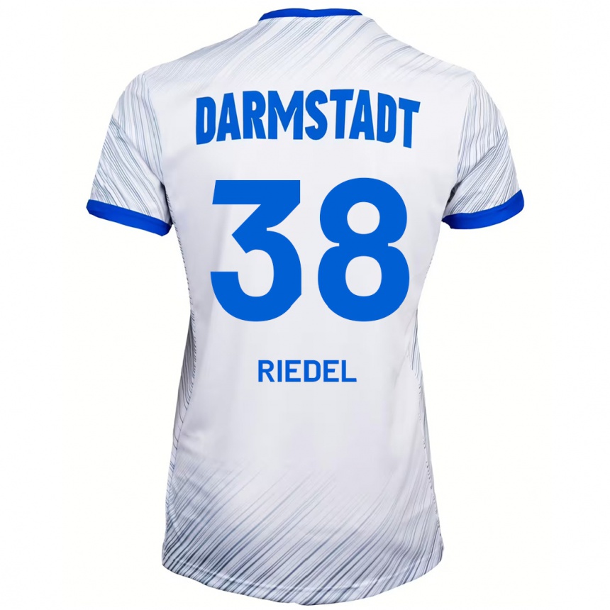 Kids Football Clemens Riedel #38 White Blue Away Jersey 2024/25 T-Shirt