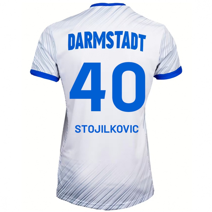 Kids Football Filip Stojilkovic #40 White Blue Away Jersey 2024/25 T-Shirt