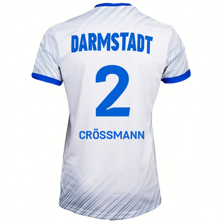 Kids Football Elias Crößmann #2 White Blue Away Jersey 2024/25 T-Shirt