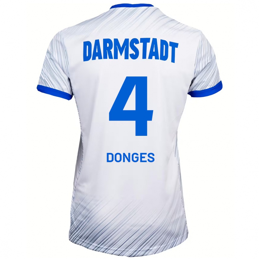 Kids Football Julian Donges #4 White Blue Away Jersey 2024/25 T-Shirt