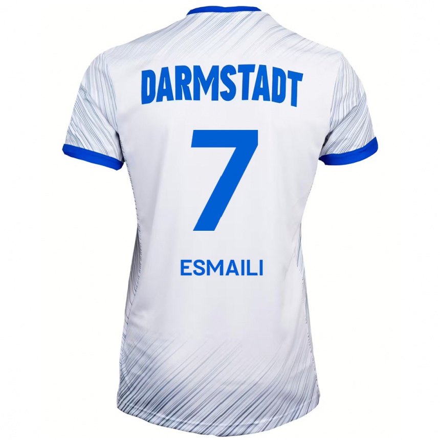 Kids Football Ali Esmaili #7 White Blue Away Jersey 2024/25 T-Shirt