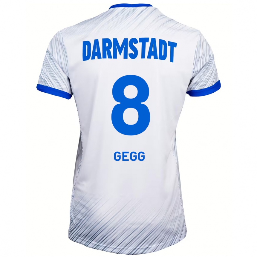 Kids Football Samir Gegg #8 White Blue Away Jersey 2024/25 T-Shirt