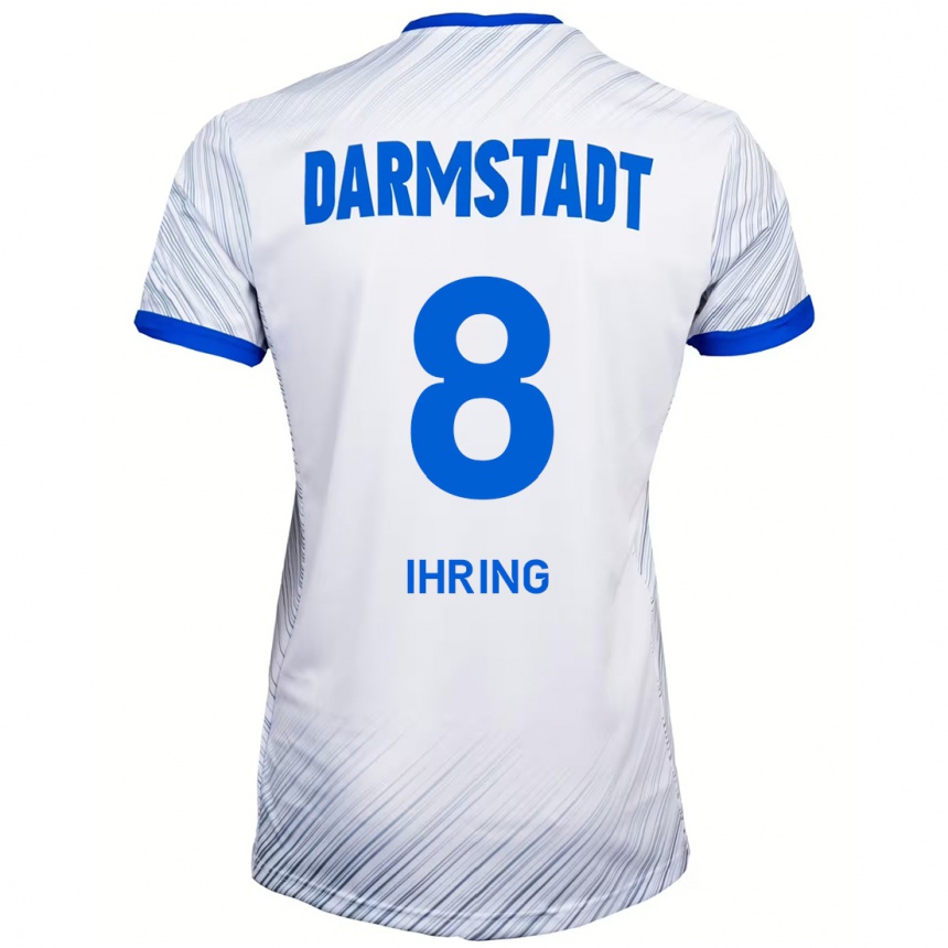 Kids Football Janis Ihring #8 White Blue Away Jersey 2024/25 T-Shirt