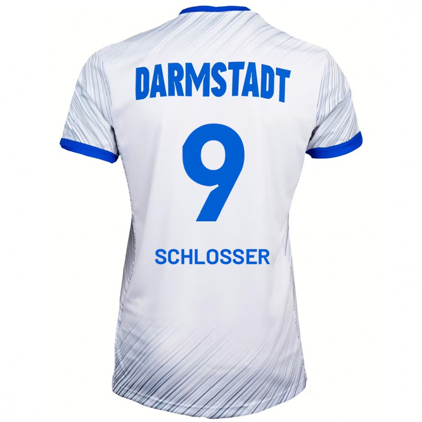 Kids Football Mika Schlosser #9 White Blue Away Jersey 2024/25 T-Shirt