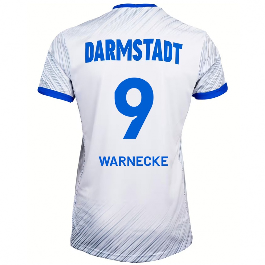 Kids Football Ben Warnecke #9 White Blue Away Jersey 2024/25 T-Shirt