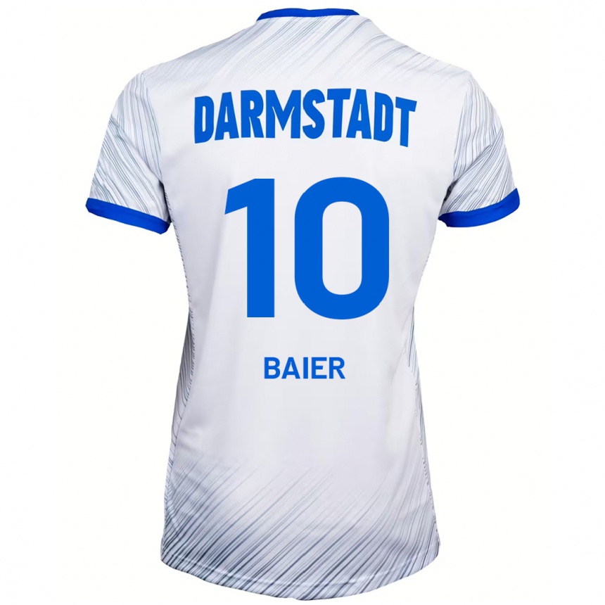 Kids Football Nico Baier #10 White Blue Away Jersey 2024/25 T-Shirt