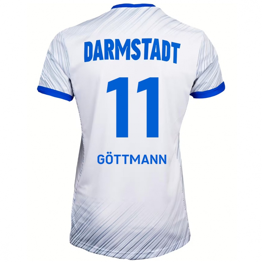 Kids Football Levin Göttmann #11 White Blue Away Jersey 2024/25 T-Shirt