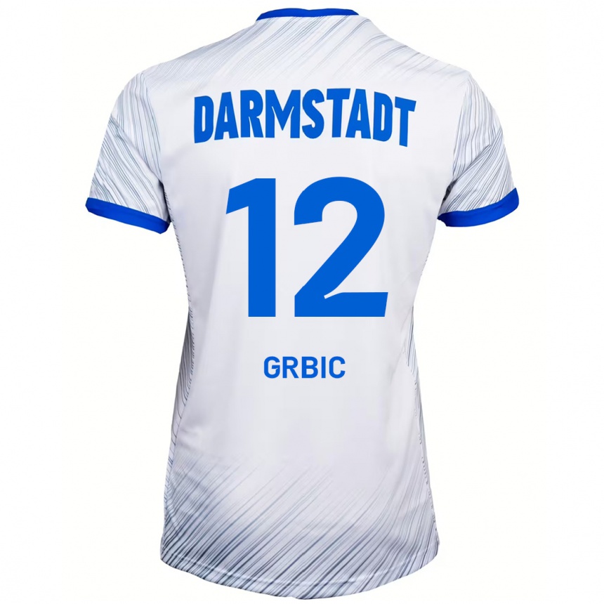 Kids Football Viktor Grbic #12 White Blue Away Jersey 2024/25 T-Shirt