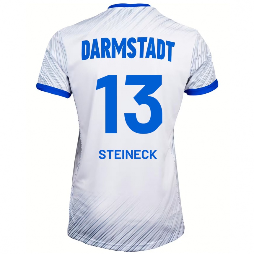 Kids Football Tom Steineck #13 White Blue Away Jersey 2024/25 T-Shirt