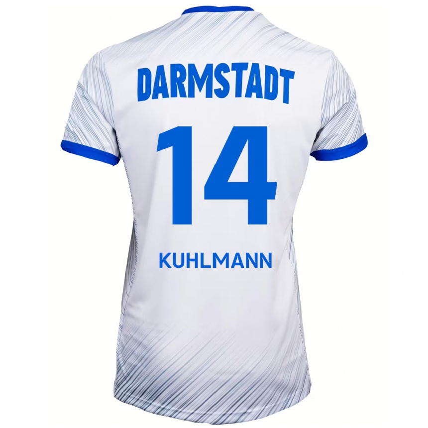 Kids Football Marcel Kuhlmann #14 White Blue Away Jersey 2024/25 T-Shirt