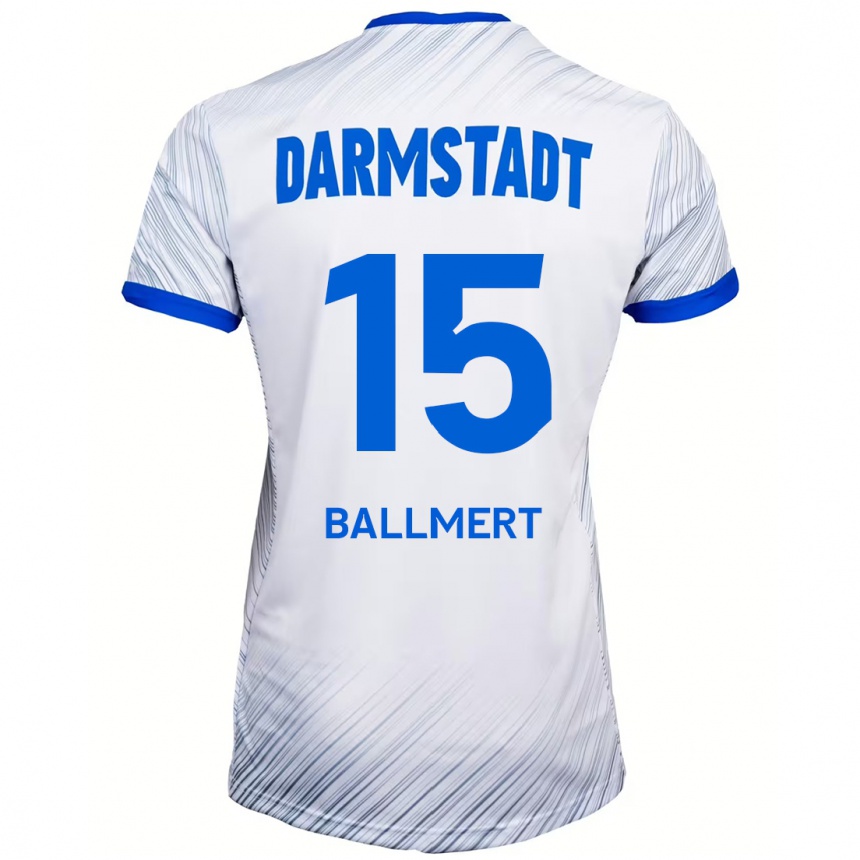 Kids Football Markus Ballmert #15 White Blue Away Jersey 2024/25 T-Shirt