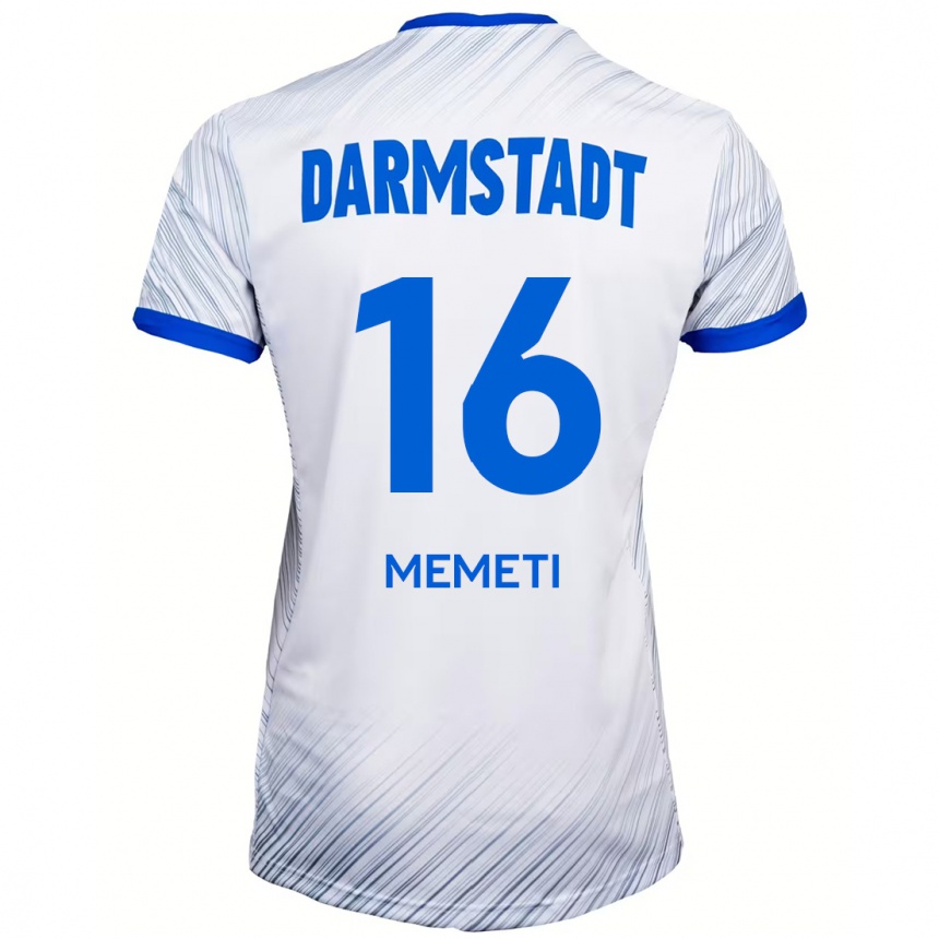 Kids Football Dilon Memeti #16 White Blue Away Jersey 2024/25 T-Shirt