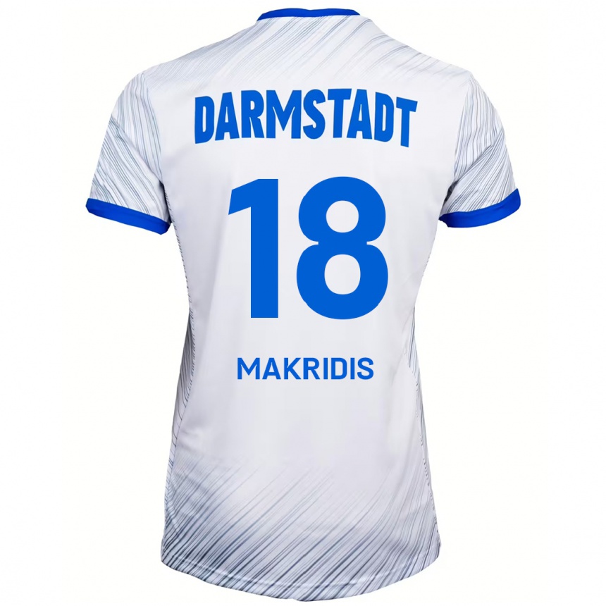 Kids Football Georgios Makridis #18 White Blue Away Jersey 2024/25 T-Shirt