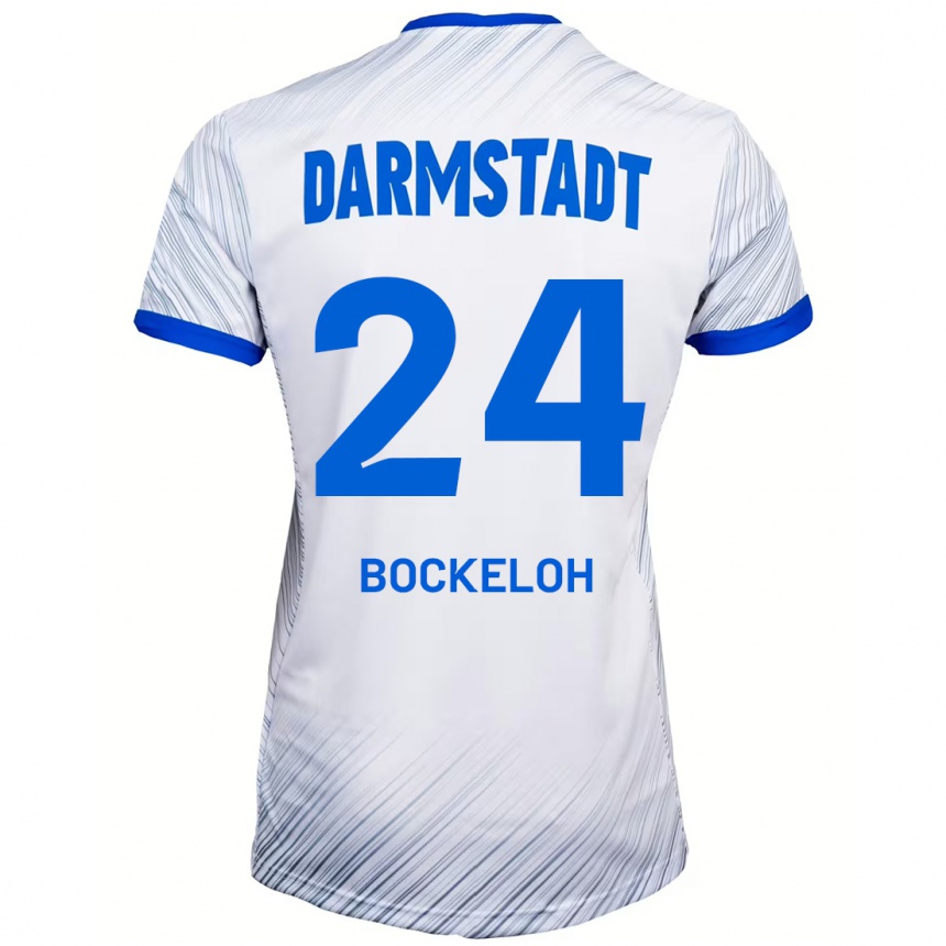 Kids Football Leonhard Bockeloh #24 White Blue Away Jersey 2024/25 T-Shirt