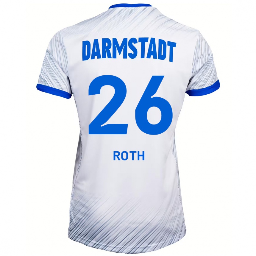 Kids Football Maximilian Roth #26 White Blue Away Jersey 2024/25 T-Shirt