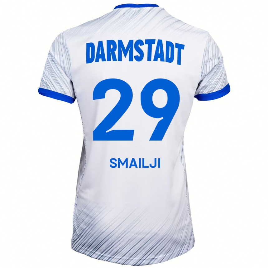 Kids Football Esad Smailji #29 White Blue Away Jersey 2024/25 T-Shirt