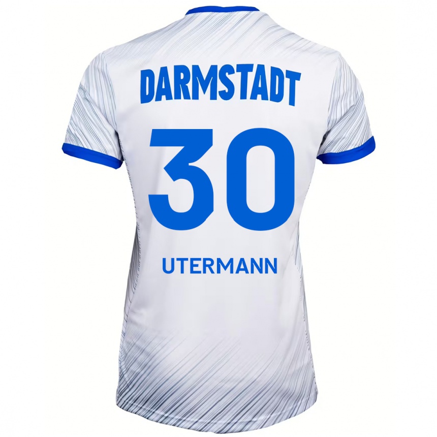 Kids Football Anton Utermann #30 White Blue Away Jersey 2024/25 T-Shirt