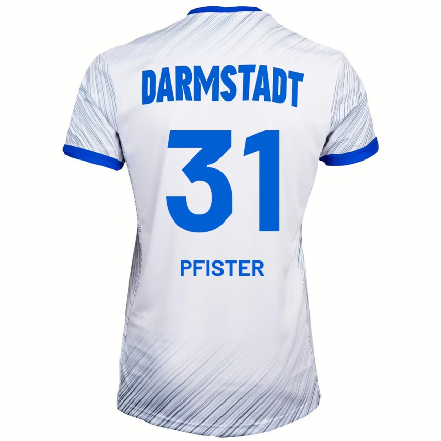 Kids Football Max Pfister #31 White Blue Away Jersey 2024/25 T-Shirt