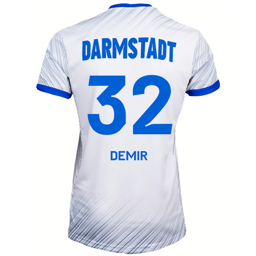 Kids Football Lean Demir #32 White Blue Away Jersey 2024/25 T-Shirt