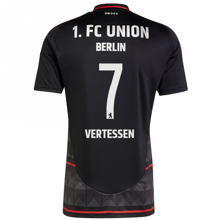 Kids Football Yorbe Vertessen #7 Black Away Jersey 2024/25 T-Shirt