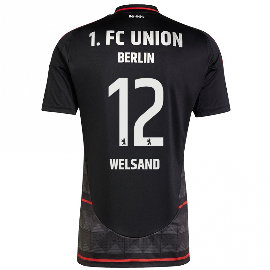 Kids Football Oskar Welsand #12 Black Away Jersey 2024/25 T-Shirt