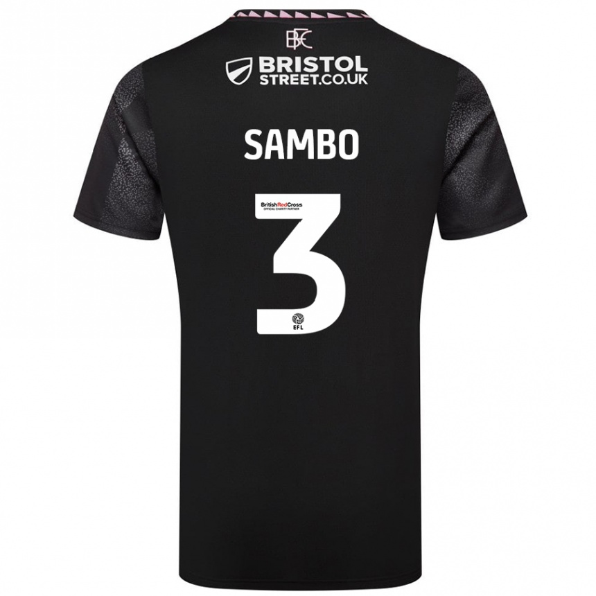 Kids Football Shurandy Sambo #3 Black Away Jersey 2024/25 T-Shirt