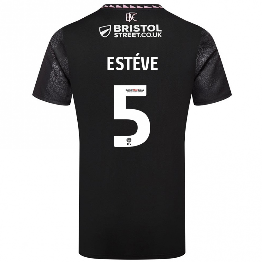 Kids Football Maxime Estève #5 Black Away Jersey 2024/25 T-Shirt