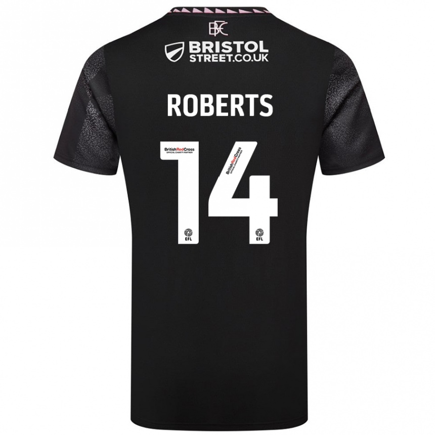 Kids Football Connor Roberts #14 Black Away Jersey 2024/25 T-Shirt