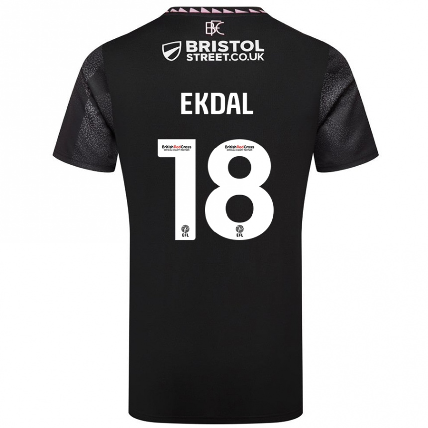 Kids Football Hjalmar Ekdal #18 Black Away Jersey 2024/25 T-Shirt