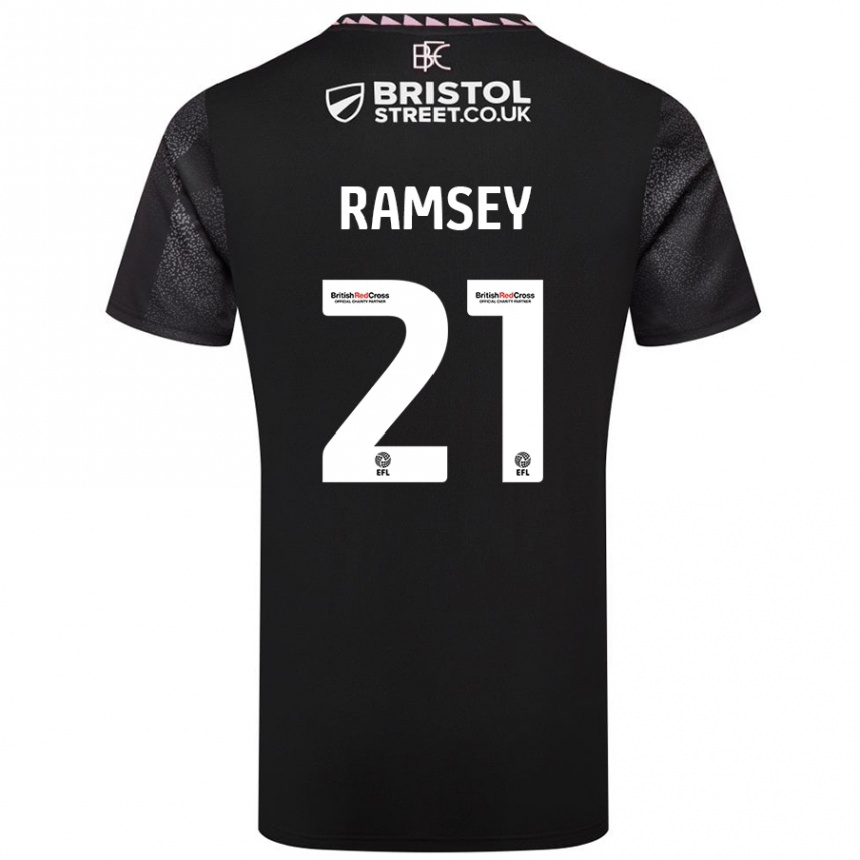 Kids Football Aaron Ramsey #21 Black Away Jersey 2024/25 T-Shirt