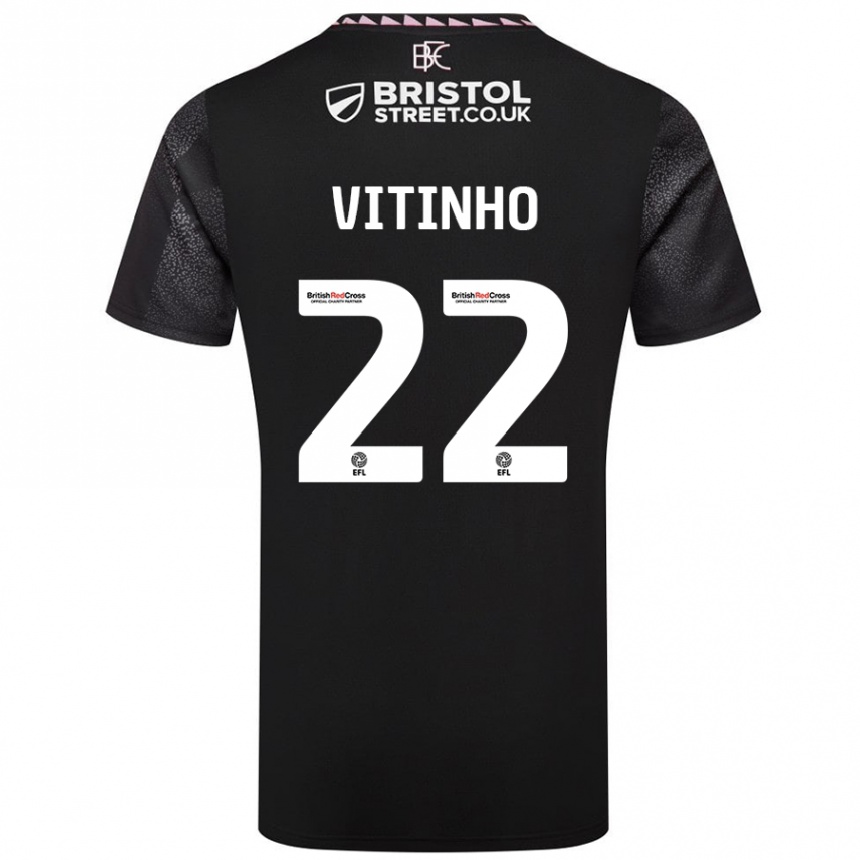 Kids Football Vitinho #22 Black Away Jersey 2024/25 T-Shirt