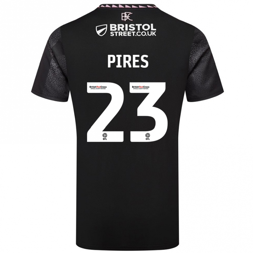 Kids Football Lucas Pires #23 Black Away Jersey 2024/25 T-Shirt