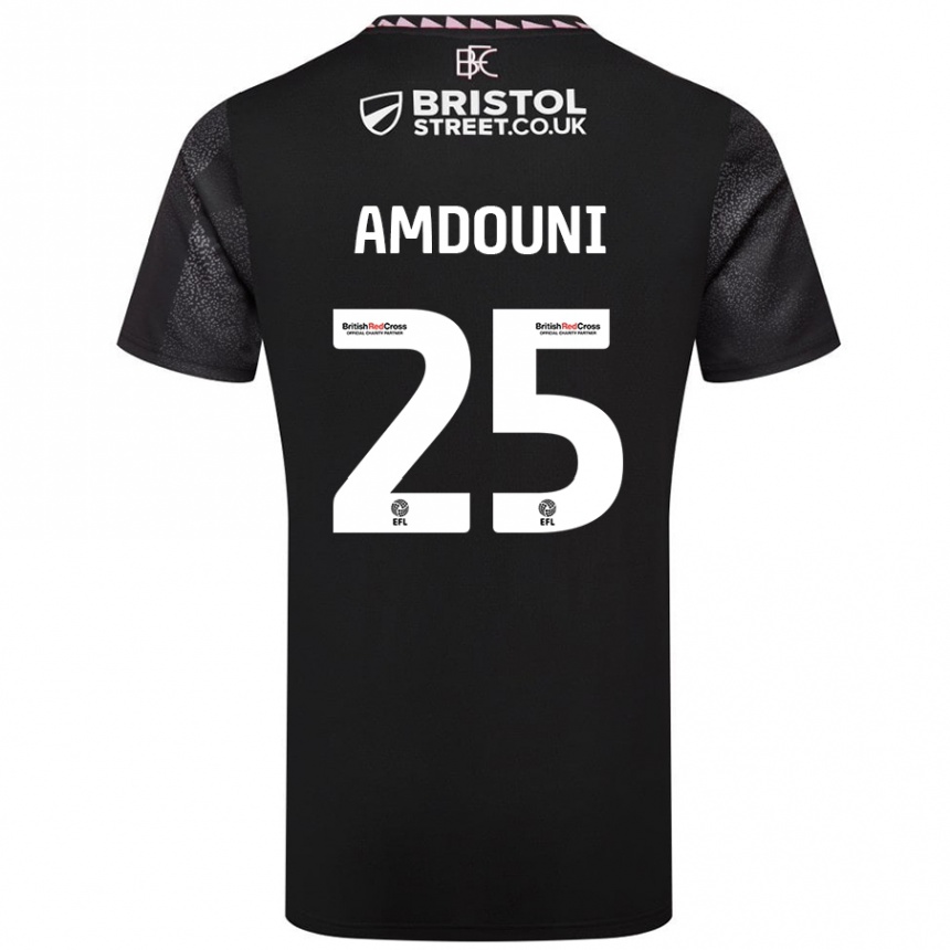 Kids Football Zeki Amdouni #25 Black Away Jersey 2024/25 T-Shirt