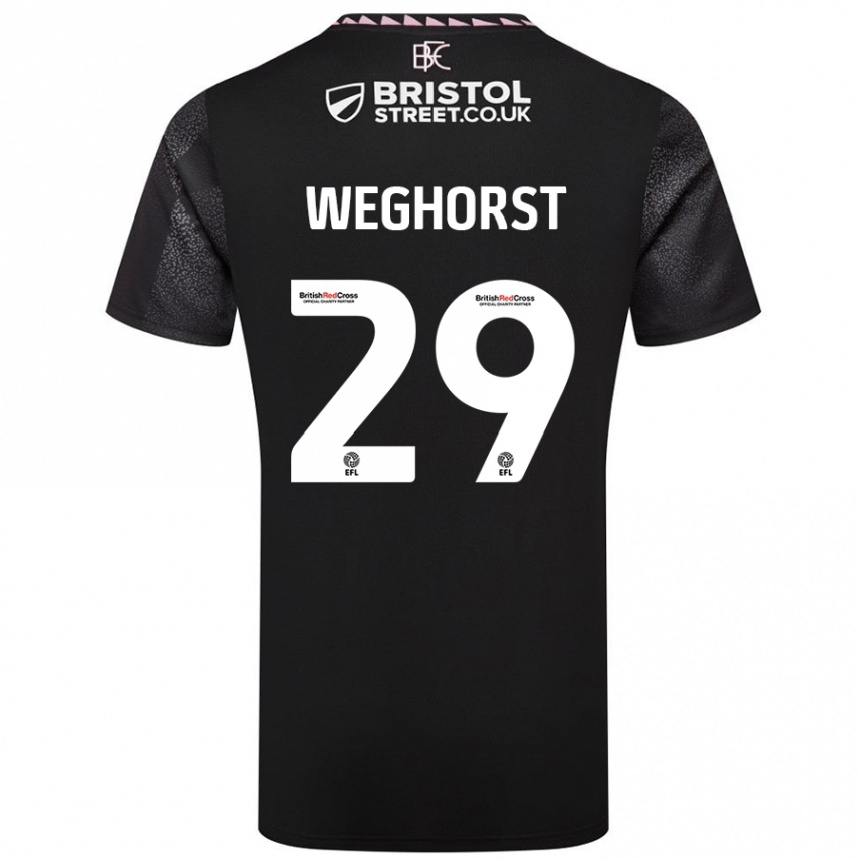 Kids Football Wout Weghorst #29 Black Away Jersey 2024/25 T-Shirt