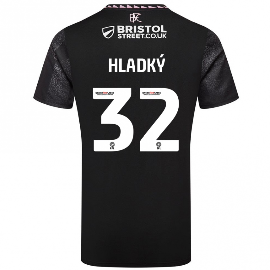 Kids Football Vaclav Hladky #32 Black Away Jersey 2024/25 T-Shirt