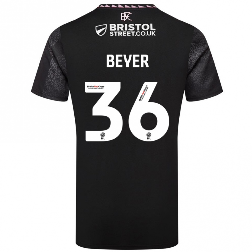 Kids Football Jordan Beyer #36 Black Away Jersey 2024/25 T-Shirt