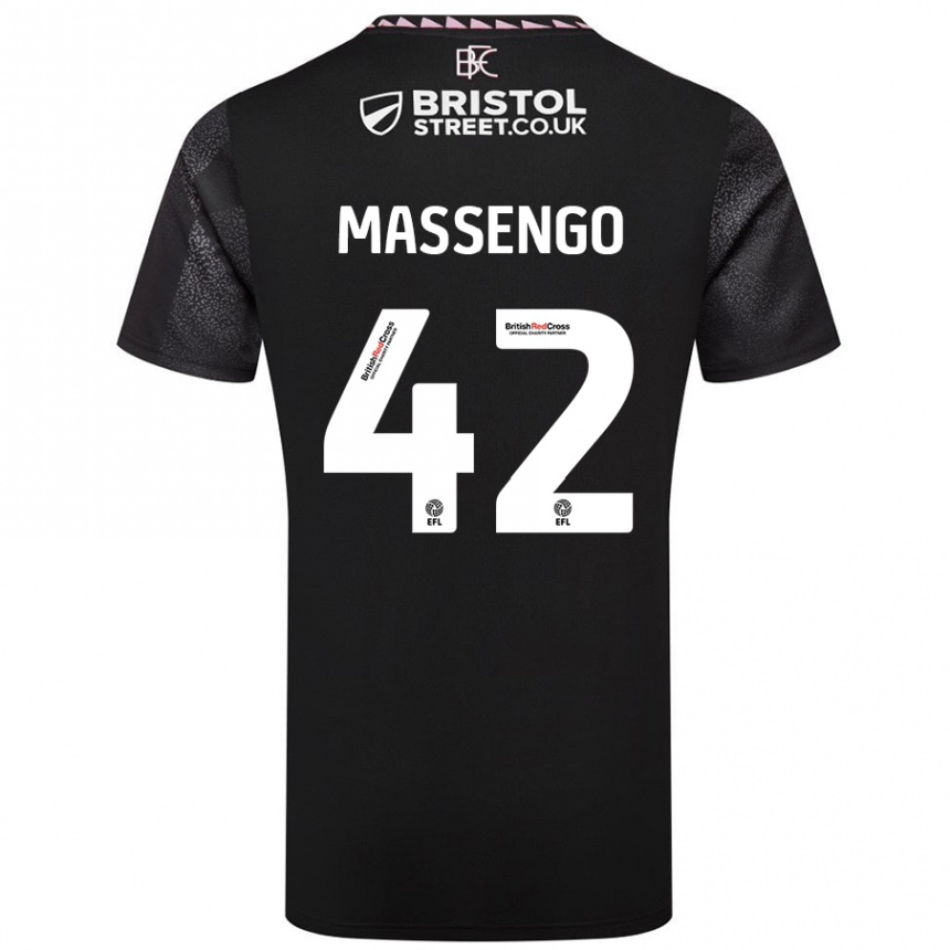 Kids Football Han-Noah Massengo #42 Black Away Jersey 2024/25 T-Shirt