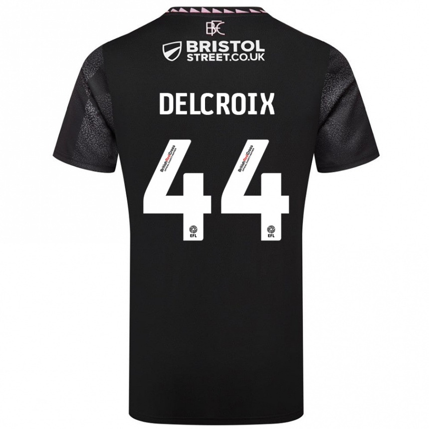 Kids Football Hannes Delcroix #44 Black Away Jersey 2024/25 T-Shirt